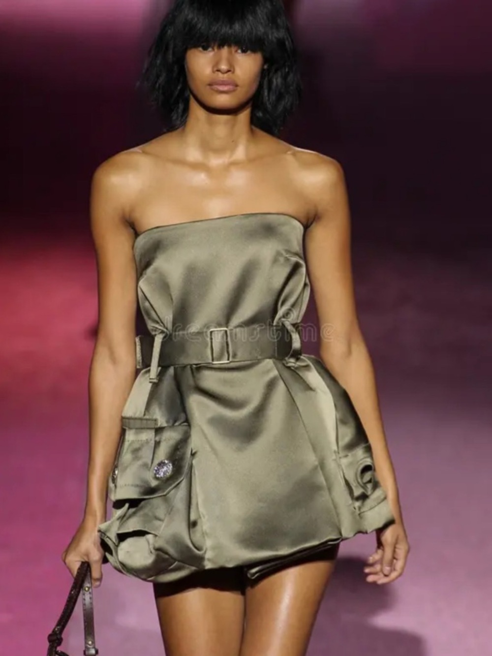 Marc Jacobs Runway Olive Green Military-Style Belted Utility Cargo Mini Dress